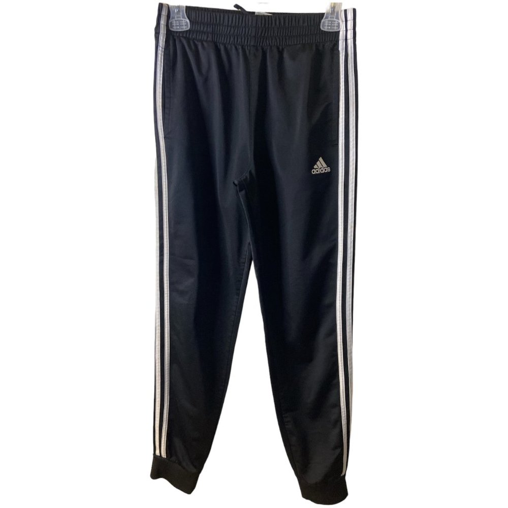 Adidas Warm Up Pants Track Pants Boys Large Sweats Joggers Black with Stripe